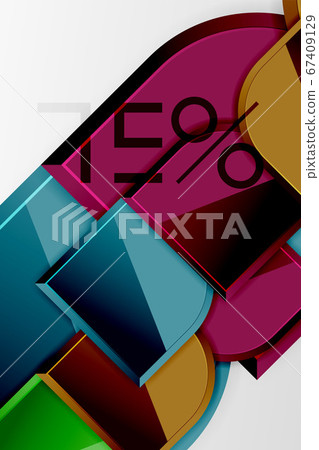 Glossy glass squares with round elements geometric composition. Abstract geometric background with 3d effect composition For Wallpaper, Banner, Background, Card, Book Illustration, landing page 67409129