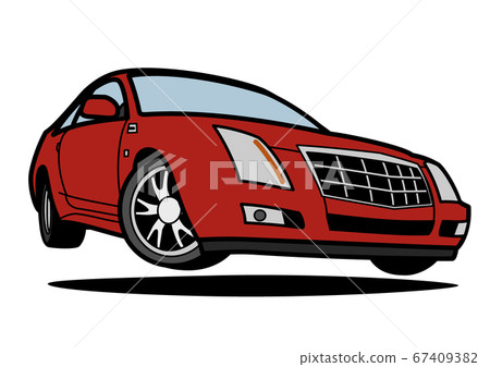 American luxury coupe jump red car illustration 67409382