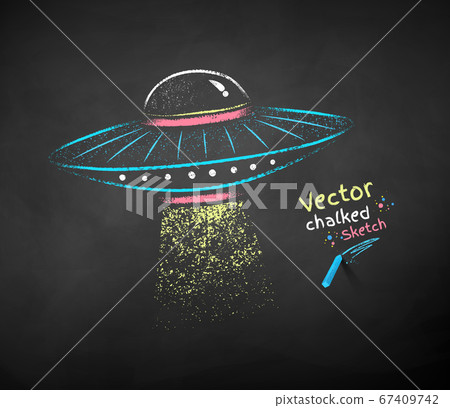 Chalk drawn illustration of UFO 67409742
