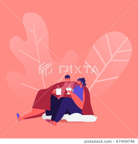 Security, Home Comfort Loving Couple Sitting on Floor under Blanket Drinking Tea and Chatting. Characters Together on Weekend Evening. Love Leisure Family Sparetime. Cartoon People Vector Illustration Security, Home Comfort Loving Couple Sitting on Floor under Blanket Drinking Tea and Chatting. Characters Together on Weekend Evening. Love Leisure Family Sparetime. Cartoon People Vector Illustration 67409746
