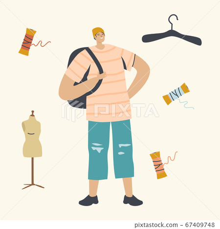 Teenager Wearing Oversize Clothes. Youth Fashion, Urban Lifestyle Concept. Young Male Character Wearing Fashioned Hat, T-shirt and Ragged Shorts with Rucksack on Shoulder. Linear Vector Illustration Teenager Wearing Oversize Clothes. Youth Fashion, Urban Lifestyle Concept. Young Male Character Wearing Fashioned Hat, T-shirt and Ragged Shorts with Rucksack on Shoulder. Linear Vector Illustration 67409748