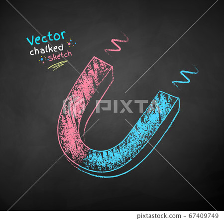 Chalk drawn illustration of magnet 67409749