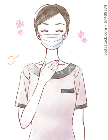 An esthetician with a mask and a relaxed expression 67409874