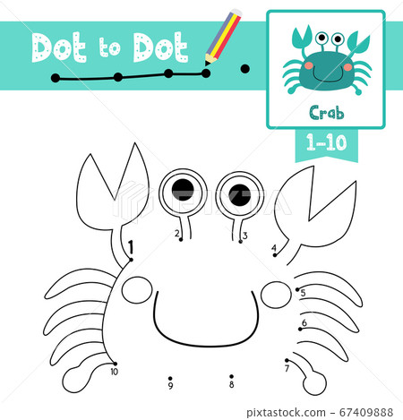 Dot to dot educational game and Coloring book Blue Crab animal cartoon character vector illustration 67409888