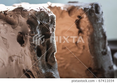 white clay moulding and pottery, close up, preparing white clay moulding and pottery, close up, preparing 67411034
