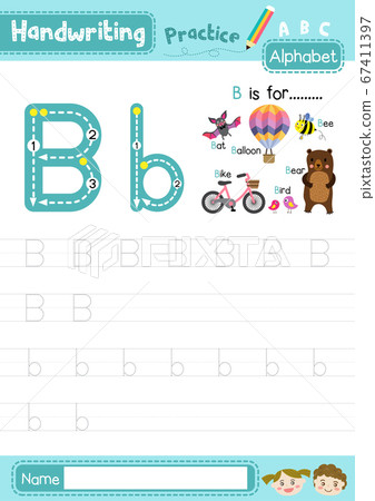 letter b uppercase and lowercase tracing stock illustration 67411397 pixta