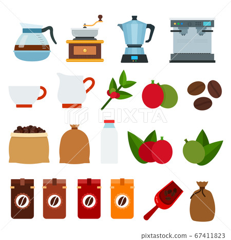 Set of Coffee drink icons flat vector 67411823