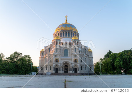 Russia. Kronshtadt. Summer views of the Nikolsky Sea Cathedral in the morning before dawn. Russia. Kronshtadt. Summer views of the Nikolsky Sea Cathedral in the morning before dawn. 67412053