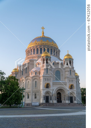 Russia. Kronshtadt. Summer views of the Nikolsky Sea Cathedral in the morning before dawn. Russia. Kronshtadt. Summer views of the Nikolsky Sea Cathedral in the morning before dawn. 67412056