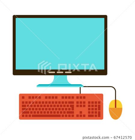 Stylized illustration of computer with monitor and keyboard. Stylized illustration of computer with monitor and keyboard. 67412570