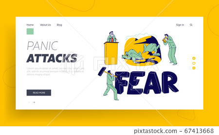 Panic Attack Disorder Landing Page Template. Male Character Fear in Public Place. Psychology, Mental Health Problem. Depressed Man Yelling, Hiding Head under Ground. Linear People Vector Illustration 67413668