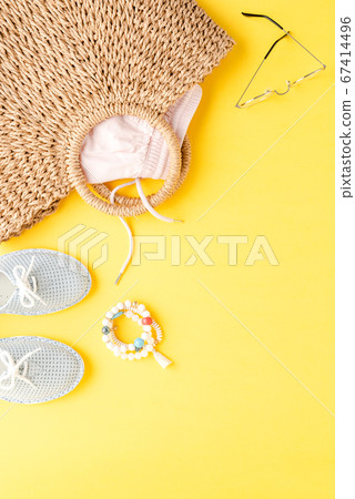 Overhead shot of summer womens outfit Overhead shot of summer womens outfit 67414496