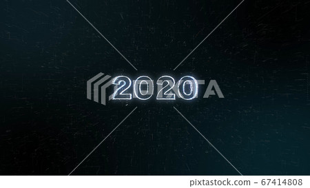 2020 floating on black background and glitter 67414808