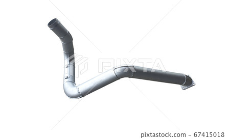 Truck exhaust intake pipe with mounting points for Euro environmental standards sensors on an isolated white background.Spare parts. 67415018