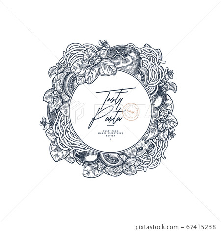 Tasty basil, tomato and pasta 67415238