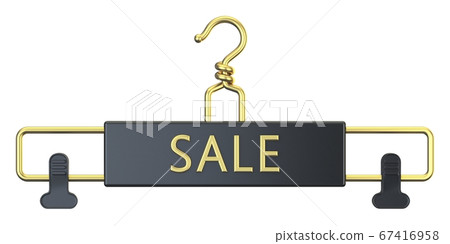 Black cloth hanger with SALE text 3D Black cloth hanger with SALE text 3D 67416958