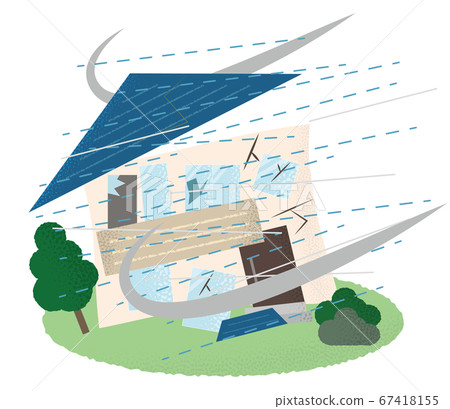 Vector illustration of houses suffering from typhoon damage 67418155