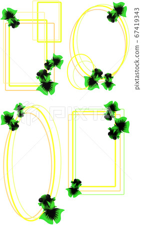 Vertical 4 types of green goldfish vertical frame (yellow) Vertical 4 types of green goldfish vertical frame (yellow) 67419343