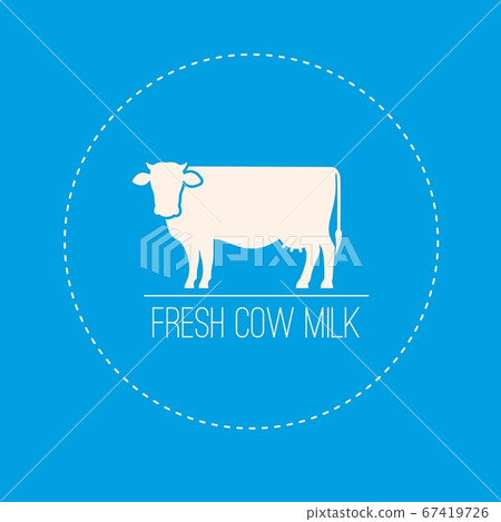 Fresh cow milk. Minimalistic vector dairy farm label design element. Fresh cow milk. Minimalistic vector dairy farm label design element. 67419726