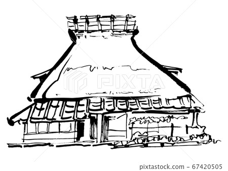 茅草屋頂大廈-Sumi-e 茅草屋頂大廈-Sumi-e 67420505