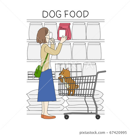 Woman choosing dog food Woman choosing dog food 67420995