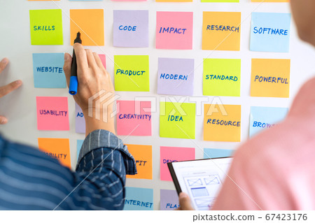 Business people meeting at office and use sticky Business people meeting at office and use sticky 67423176
