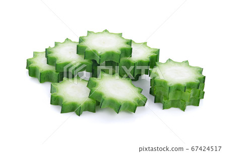 Slice luffa acutangula isolated on white 67424517