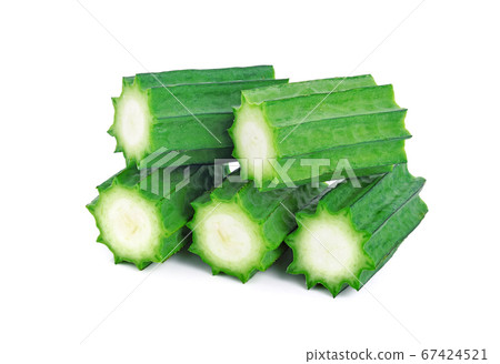 Slice luffa acutangula isolated on white 67424521