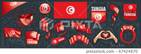 Vector set of the national flag of Tunisia in various creative designs Vector set of the national flag of Tunisia in various creative designs 67424870