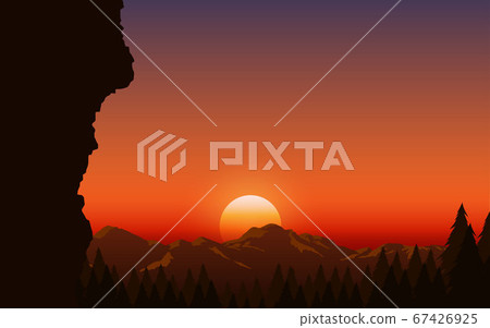 landscape of forest in the mountain in sunset 67426925