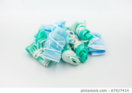 The mask was used and placed on a white background. 67427414
