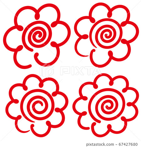 設計紅色花圓形矢量插圖背景透明 67427680