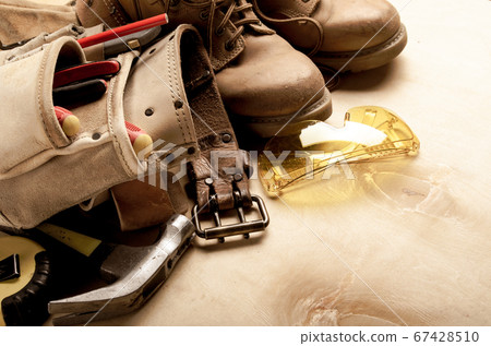 Construction concept background of toolbelt yellow 67428510