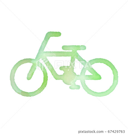 車輛圖標水彩觸摸自行車設計圖標溫柔生態符號郵票 67429763