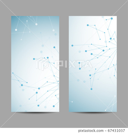 Set of vertical banners. Geometric pattern with connected lines and dots. 67431037