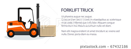 Vehicle forklift picks up a box 67432186