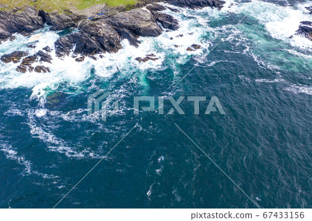 Aerial view of the coastline at Daros in County Donegal - Ireland. Aerial view of the coastline at Daros in County Donegal - Ireland. 67433156