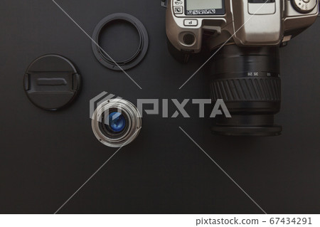 Photographer workplace with dslr camera system and 67434291