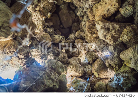 Chua Tu Van temple made of shells and corals or the dragon maze. Travel to Vietnam Concept 67434420