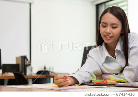 Asian business man and women meeting and talk about job in office. Asian business man and women meeting and talk about job in office. 67434436