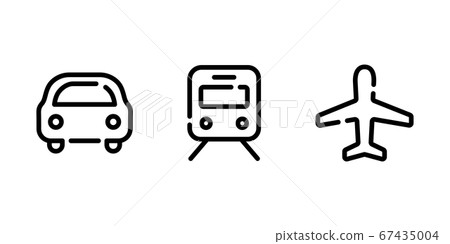 Airplane, car, train icon set/Vehicle/Transportation/Silhouette 67435004