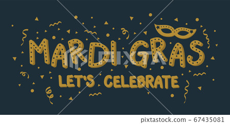 Funny Mardi Gras decoration with mask and serpentines. Vector Funny Mardi Gras decoration with mask and serpentines. Vector 67435081