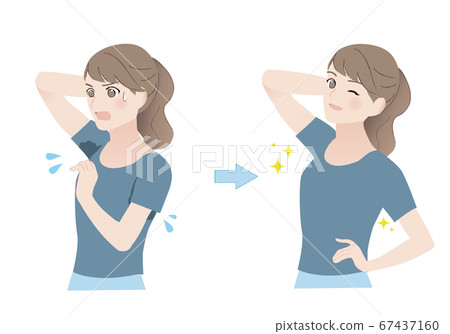 腋下汗水女人 67437160