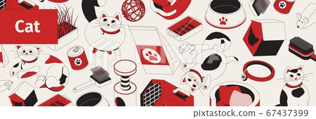 Cat Pattern Isometric Composition 67437399