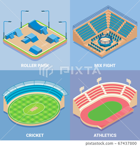 Sport stadium vector flat isometric icon set 67437800