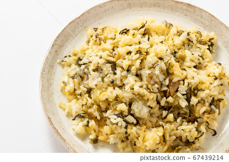 Takana fried rice. (White background) Takana fried rice. (White background) 67439214
