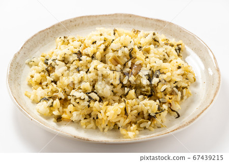 Takana fried rice. (White background) Takana fried rice. (White background) 67439215