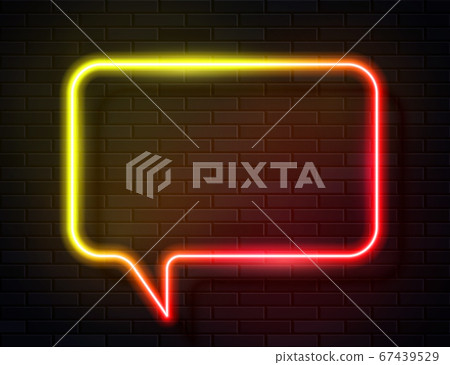 Vector Neon Yellow Glowing Speech Bubble Sign - Stock Illustration ...