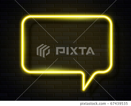 Vector Neon Yellow Glowing Speech Bubble Sign-插圖素材 [67439535] - PIXTA圖庫