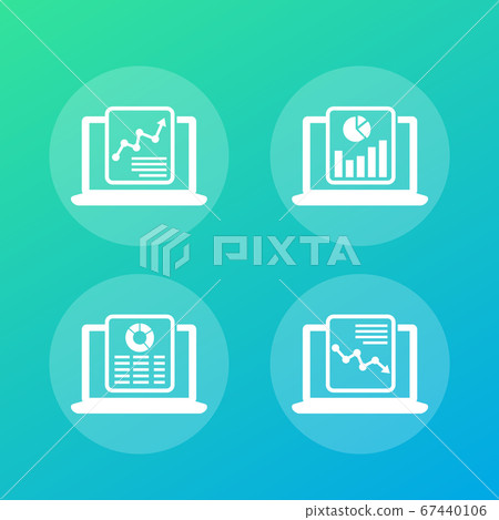 computer analysis, business analytics vector icons 67440106